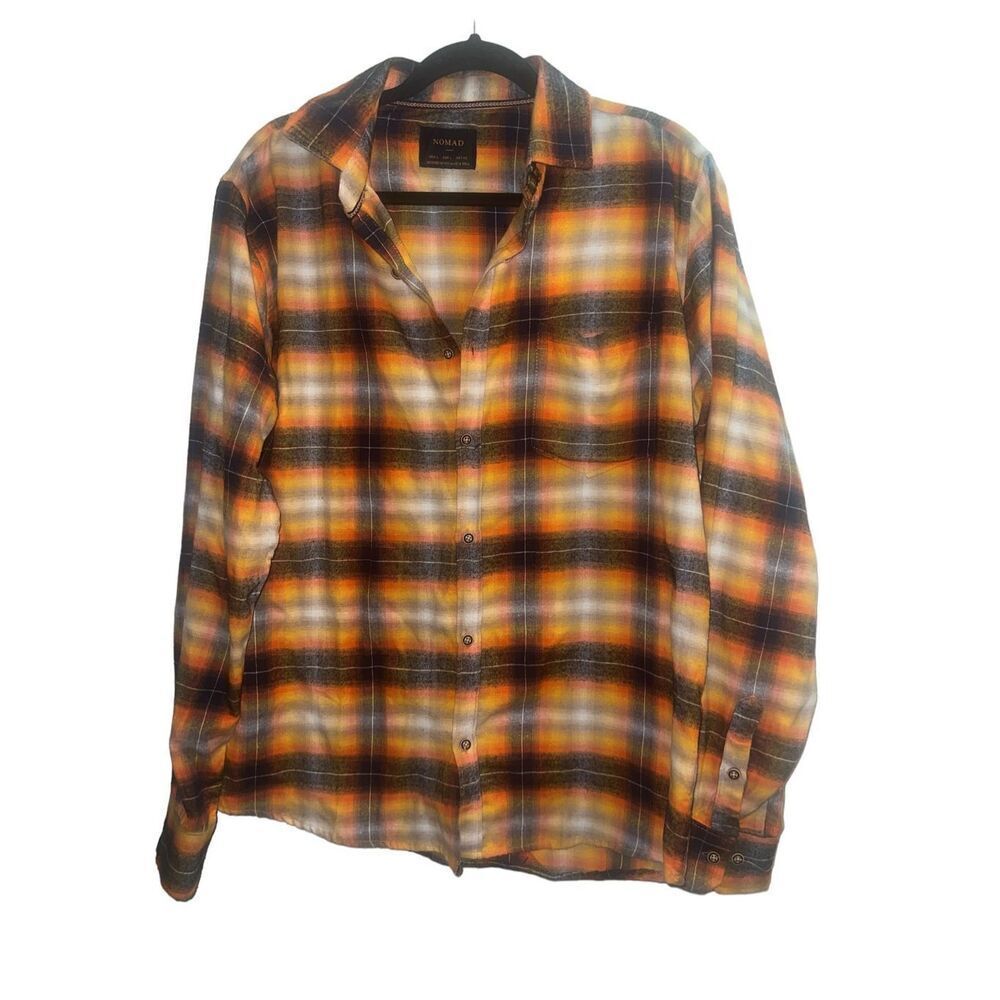 ✨Nomad Orange Black Plaid Sz Large Orange Plaid Flannel✨